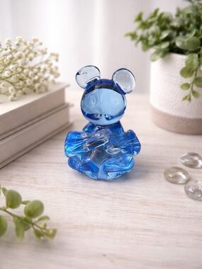 Elegant Blue Glass Art Sculpture of koala bear